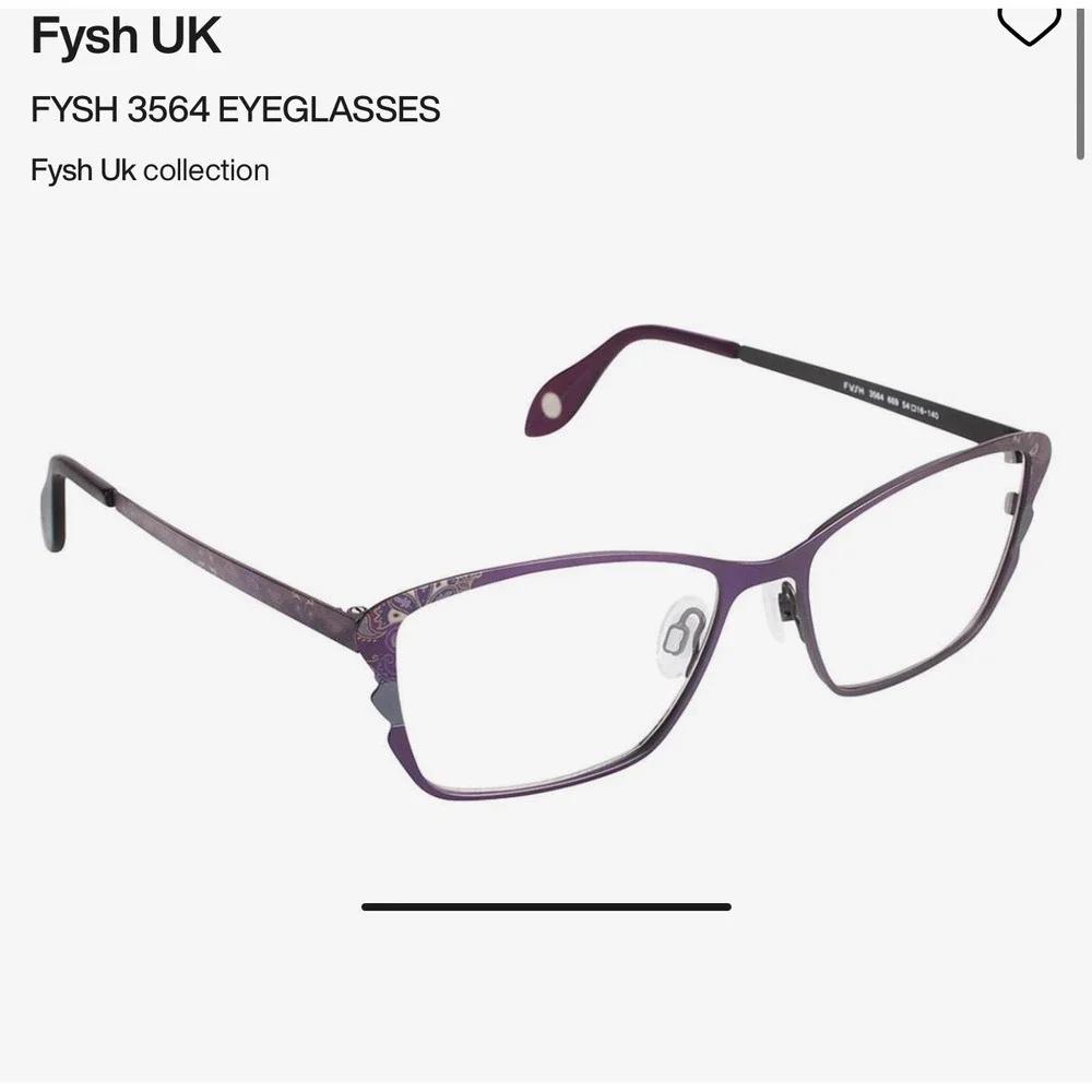 Fysh UK Eyeglasses 3564 54-16-140 Purple‎ Designer Boho Chic Frames